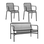 HAY - Palissade Dining Bench + 2x armchair, anthracite