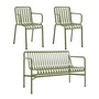 HAY - Palissade Dining Bench + 2x armchair, olive