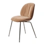 Gubi - Beetle Soft Dining Chair, front upholstered, black chrome / seat shell walnut / Belsuede Special FR Dedar (132)