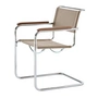 Thonet - S 34 V Armchair, chrome / yellow-grey (fabric Gabriel Nobel) / oiled walnut armrest