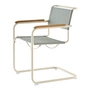 Thonet - S 34 V Armchair, pearl white / ray (Rohi Cento fabric) / oiled oak armrests