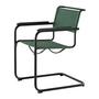 Thonet - S 34 V Armchair, deep black / malachite (Rohi Cento fabric) / stained oak armrests
