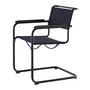 Thonet - S 34 V Armchair, deep black/ deep (fabric Rohi Cento) / armrest stained oak