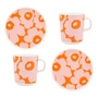 Marimekko - Oiva Unikko Breakfast set, white / pink / orange (4 pcs.)