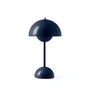 & Tradition - Flowerpot Rechargeable table lamp VP9 with magnetic charging cable, glossy, steel blue
