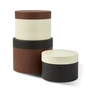 POLSPOTTEN - Round Metal Caps And Jars storage jar set of 3, dark brown
