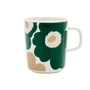 Marimekko - Oiva Unikko Mug with handle, 250 ml, white / dark green / beige / light sand