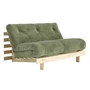 Karup - Roots Sofa bed, 140 x 200 cm, natural pine / khaki green (553)