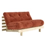 Karup - Roots Sofa bed, 140 x 200 cm, natural pine / retro orange (552)