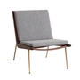 & Tradition - Boomerang HM1 Lounge Chair, Oiled Walnut / Legs: Brass, Gray (Hallingdal 130)