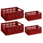 HAY - Colour Crate Basket 2x M + 2x S, burgundy, recycled (set of 4)