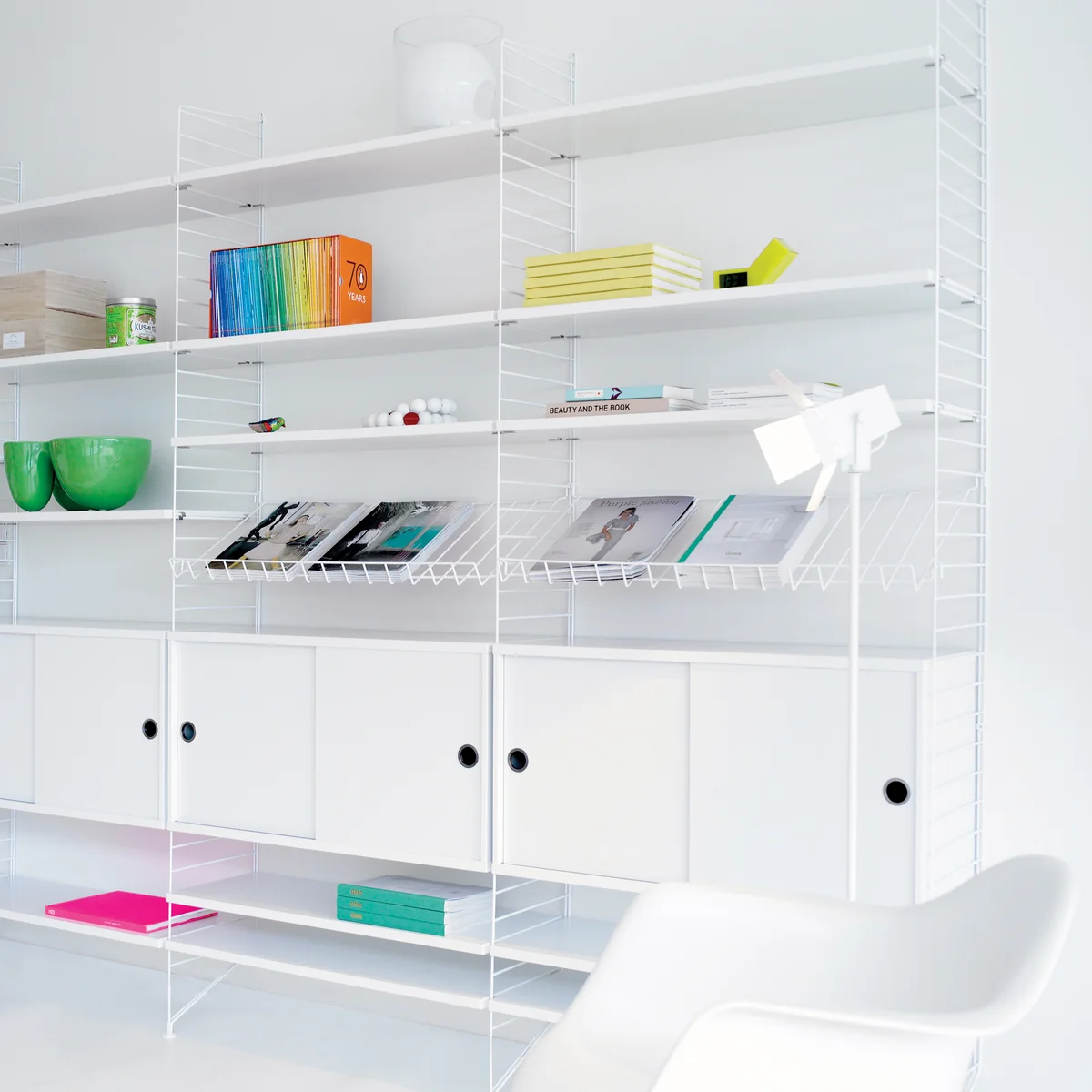 string shelf ホワイト 80×150cm String Furniture String Pocket shelf, white | Finnish Design