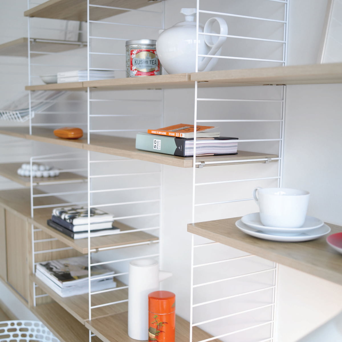 String Bedroom Floor Shelving System C String Furniture, White / White