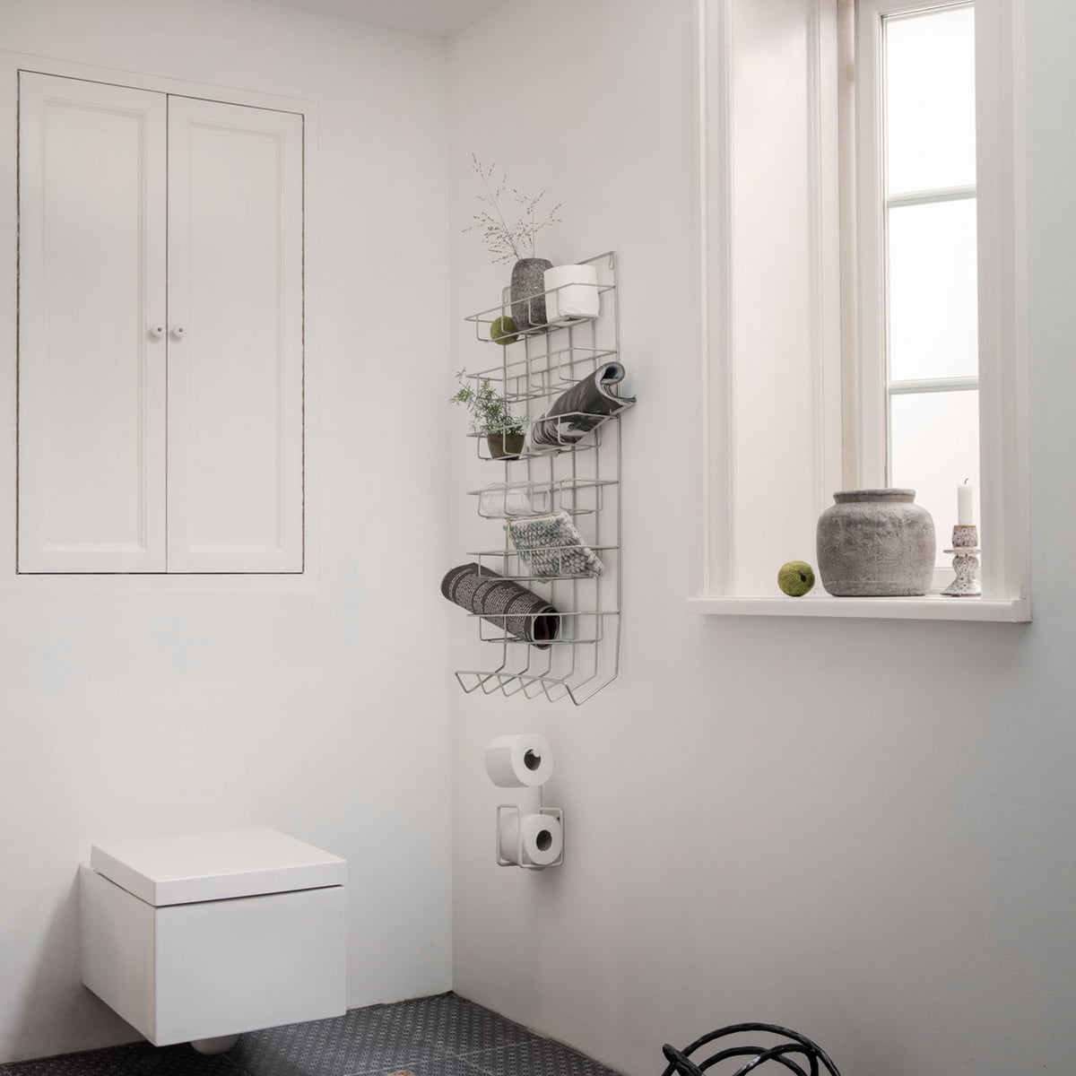 Black Floor Standing Toilet Roll Holder - Ambiente Haus