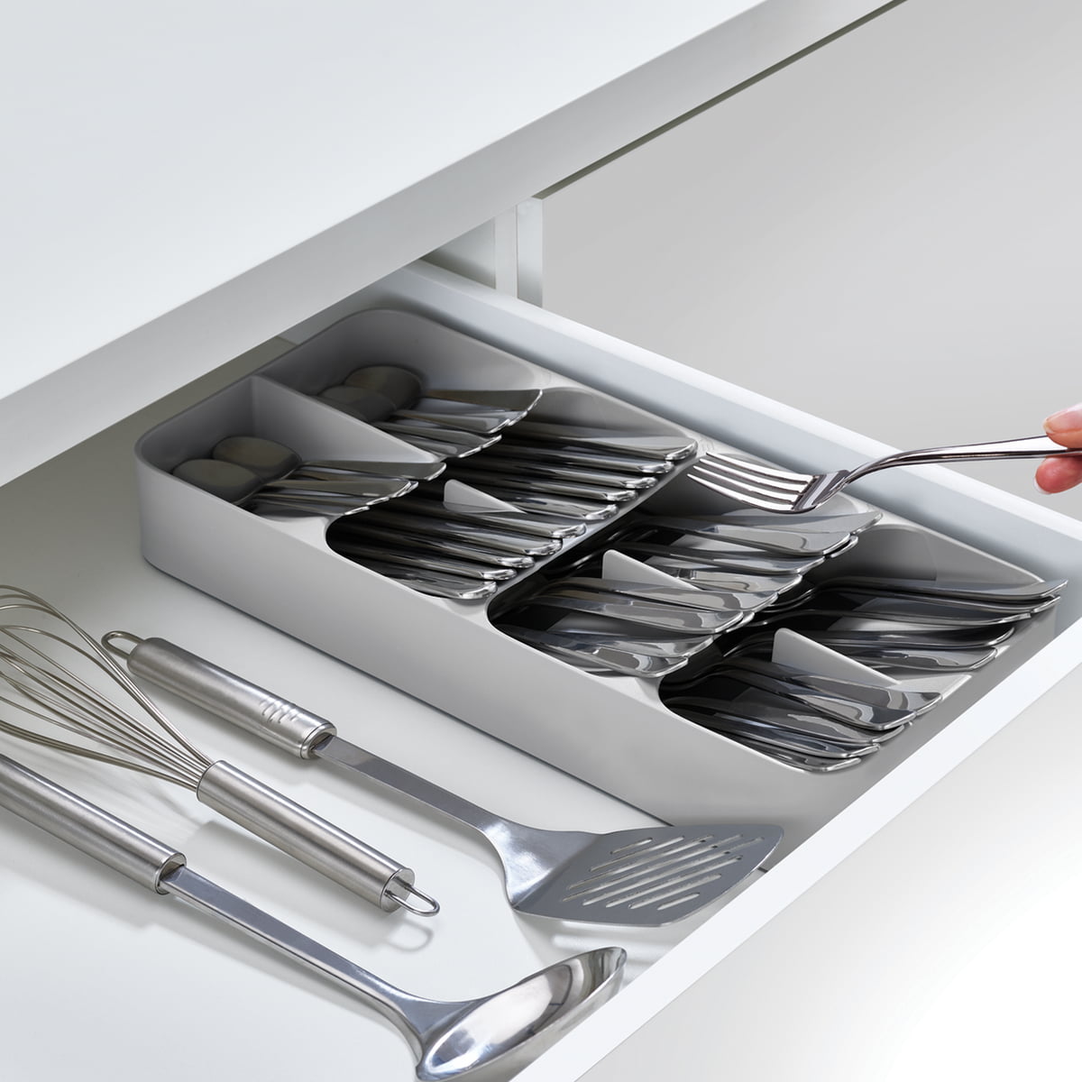 Joseph Joseph CupboardStore Under Shelf Drawer Kitchen Cupboard Storage  Organizer, Space Saving, Gray/ White