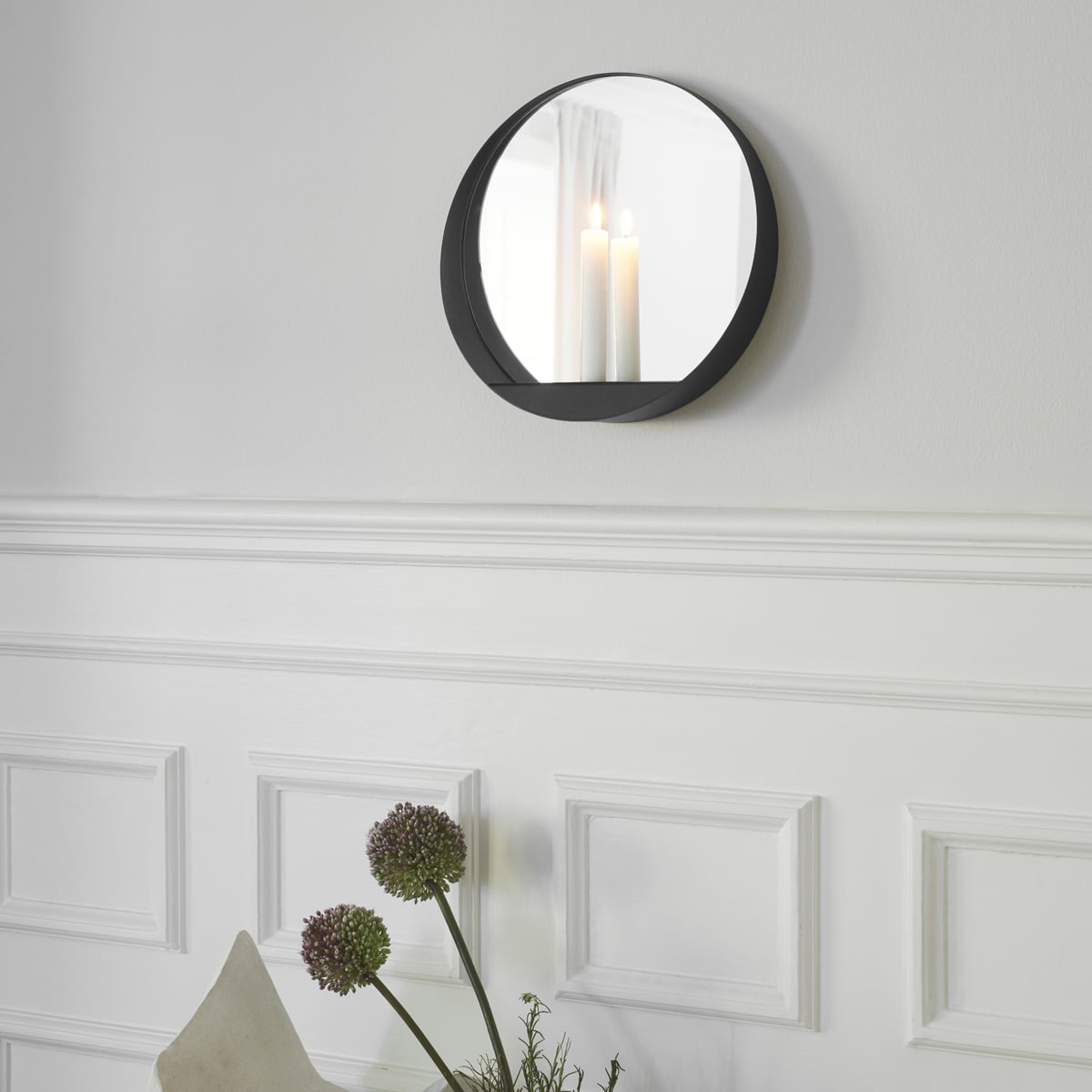 Gejst - Wall Glim Candle Mirror Ø 28 cm, Black