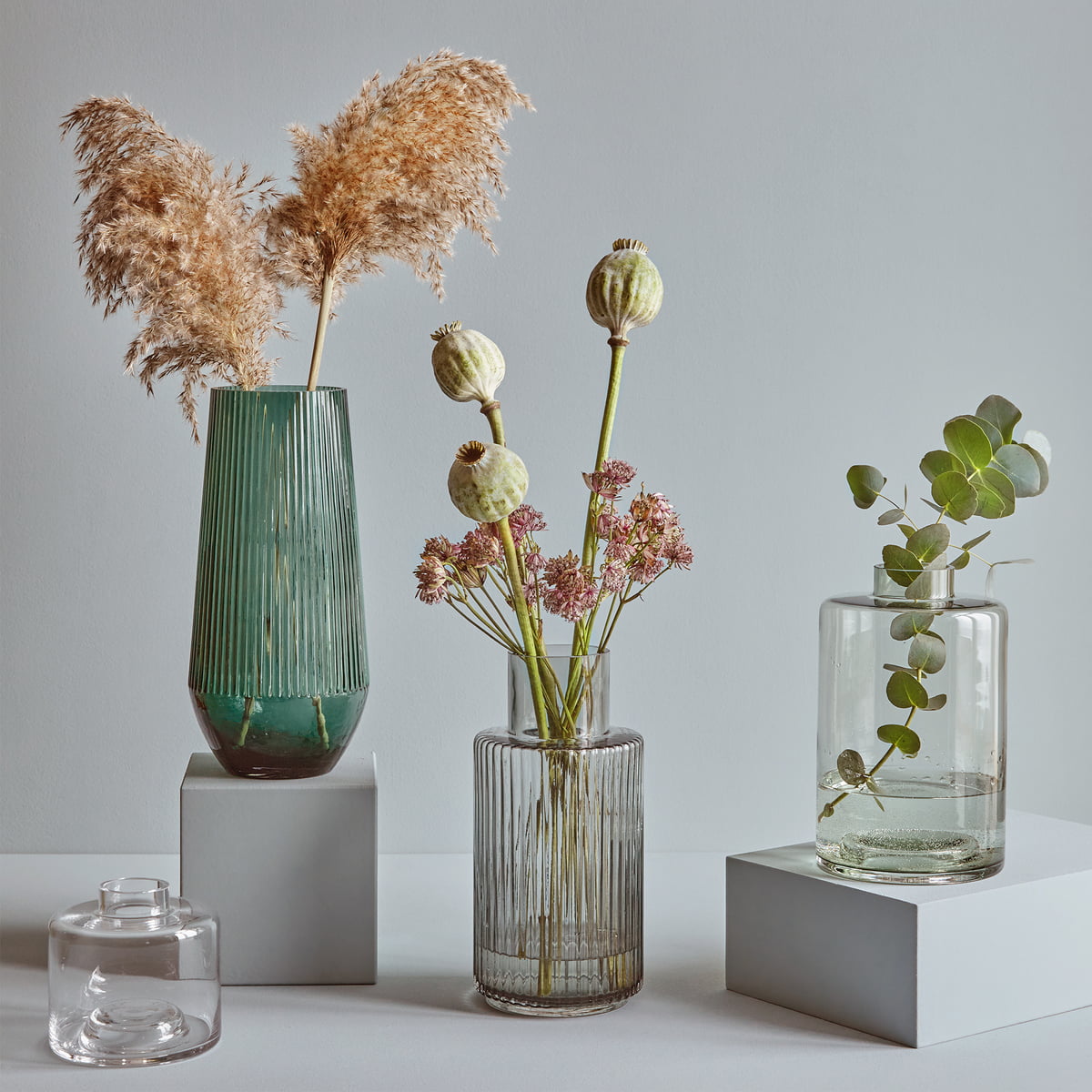 2 Set Glass Flower Vase 26cm LONG Home Office Room Dine Deco Kitchen Corner Gift 