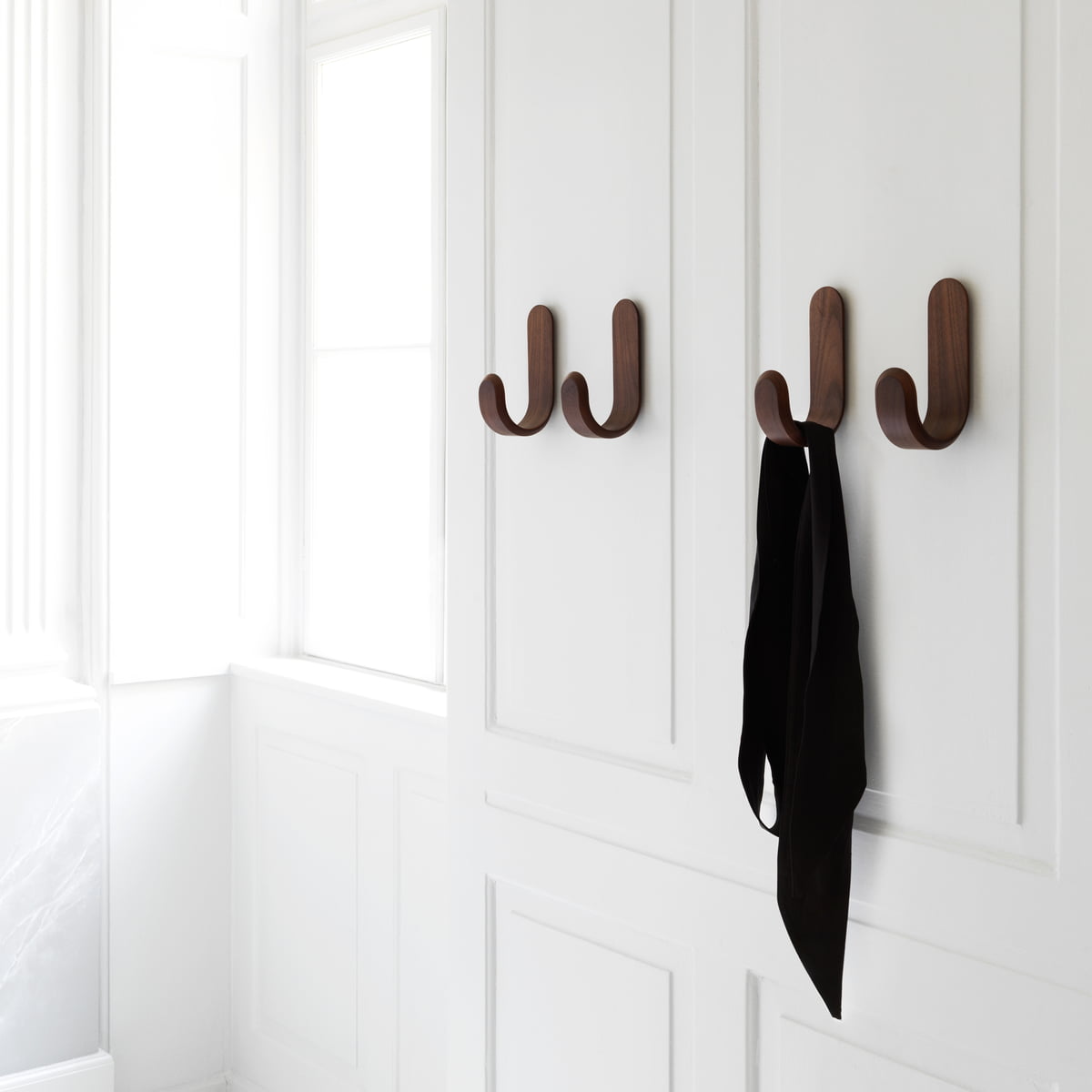 Walnut Wall Hooks Small Dot Hook Perfect for Hanging Coats, Bags