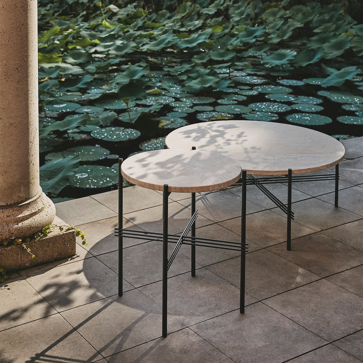 【展示美品】シボネ Cibone GUBI TS Desk  ガラステーブル GUBI（グビ）TS SIDE TABLE（TS サイドテーブル）ブラックベース