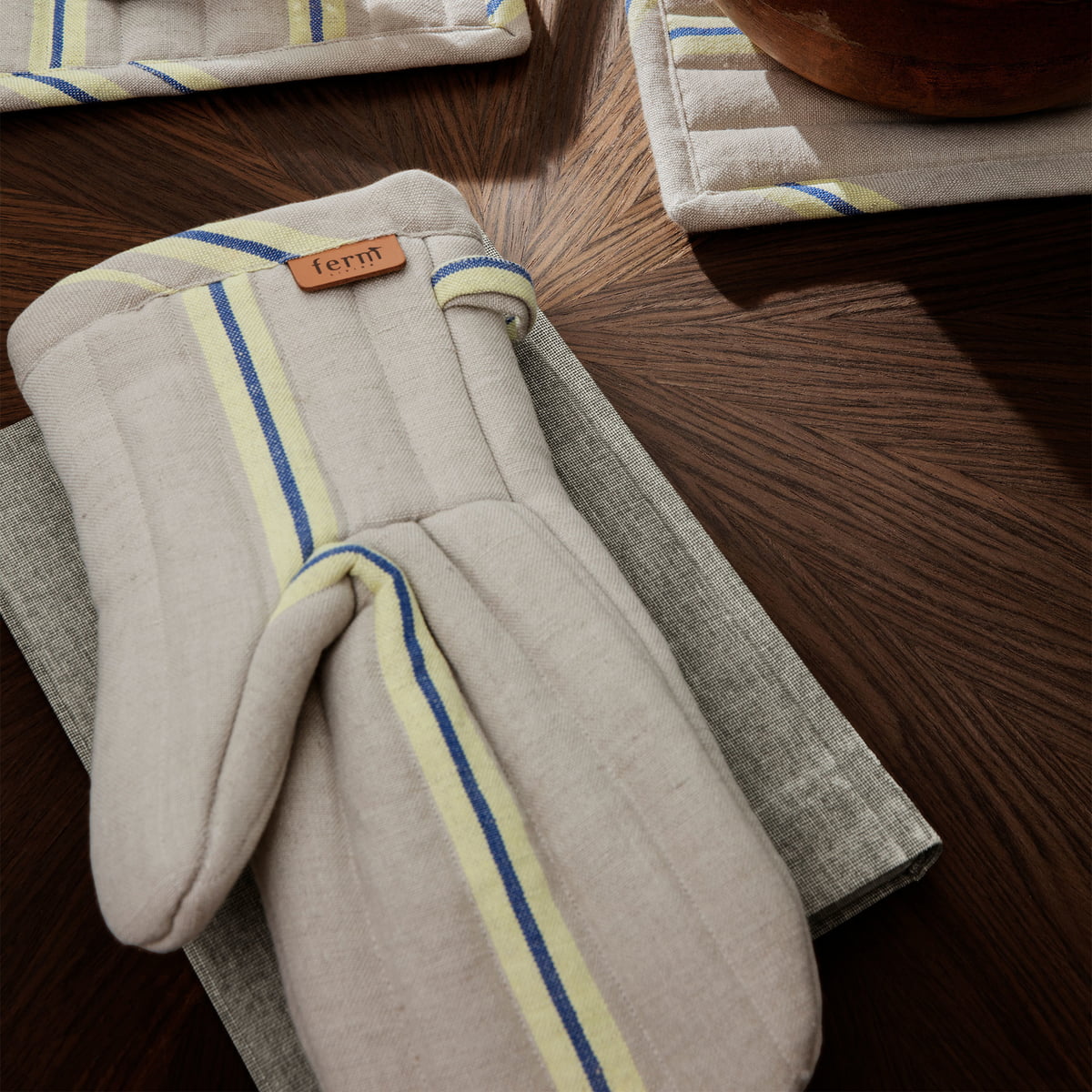Natural Linen Apron, Tea Towel and Oven Mitt Set