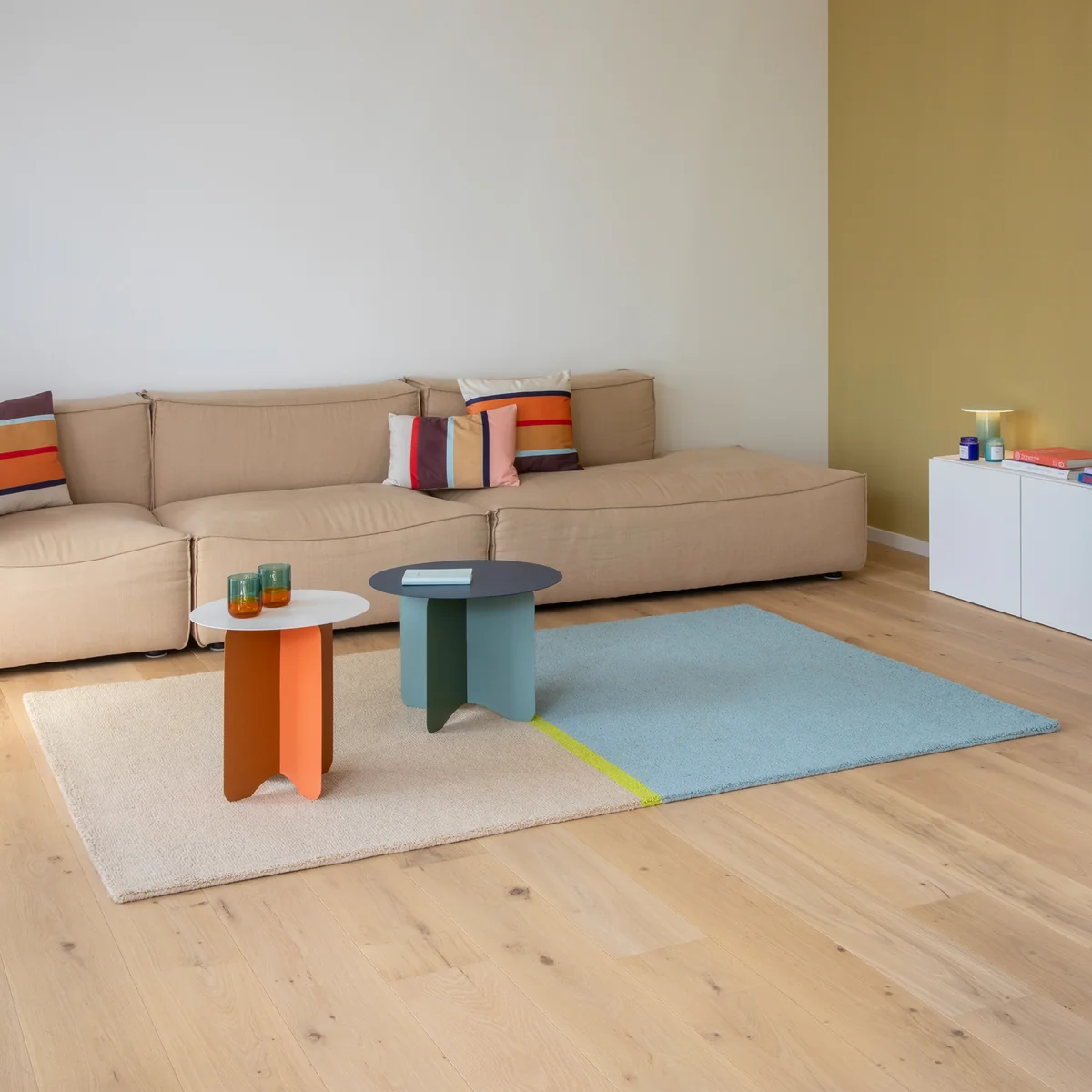 Francfranc Milly Rug 新品 190×190 cm Amazon.com: Fame Living Cream Blue Oushak Rug, Modern