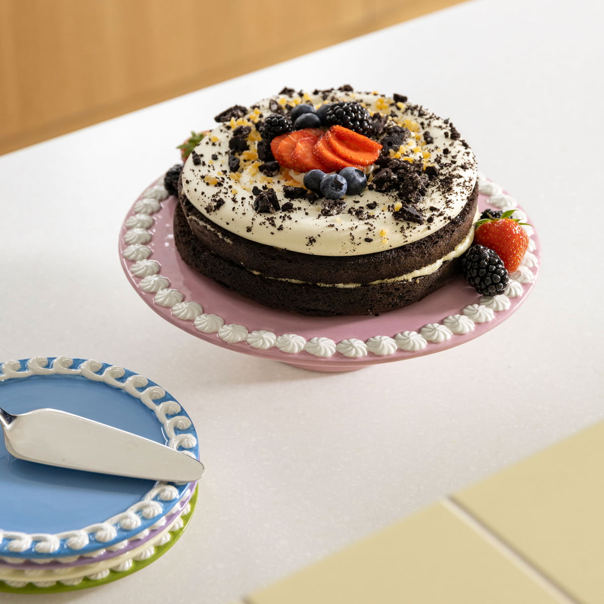 Whip cake plate, Ø 26 x 8 cm, pink by & klevering