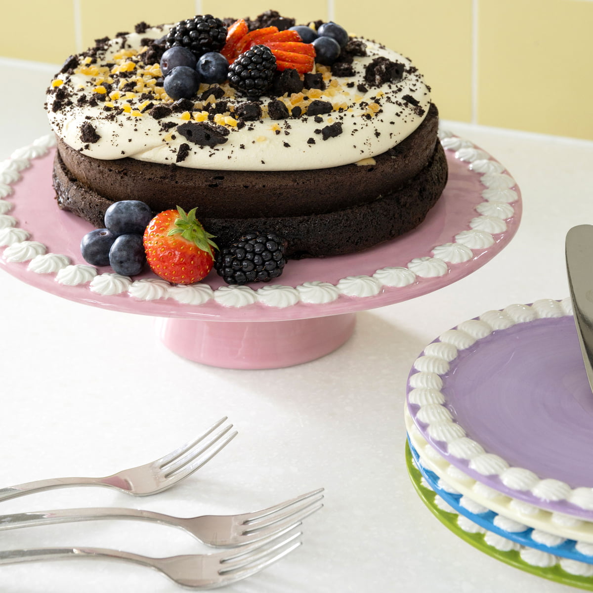 Whip cake plate, Ø 26 x 8 cm, pink by & klevering