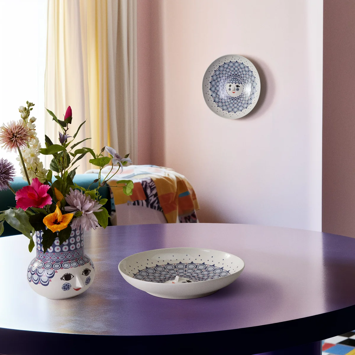 Bjørn Wiinblad - Olga serving bowl Ø 33 cm, blue / white