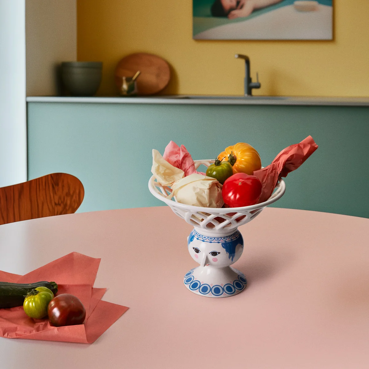 Bjørn Wiinblad - Dora fruit bowl on foot, Ø 25 cm, blue