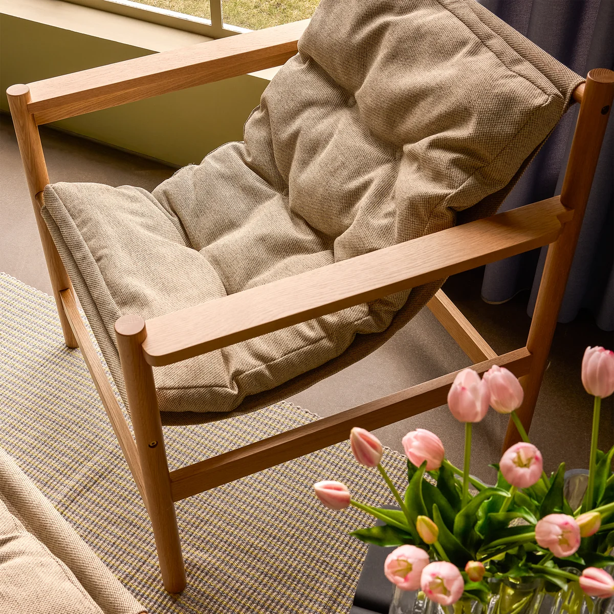 Hübsch Interior - Heritage Lounge chair natural oak / beige