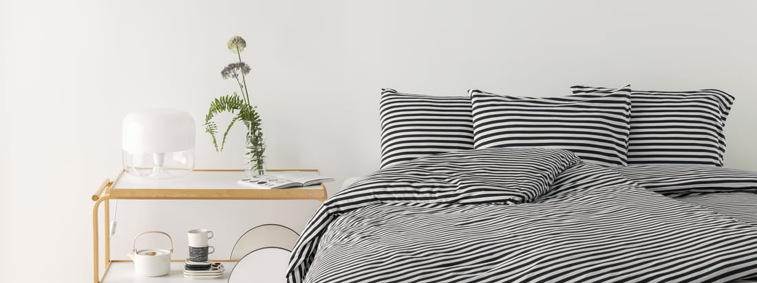 Marimekko - Tasaraita comforter cover, gray / white banner
