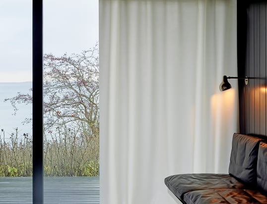 The Ready Made Curtain by Kvadrat is available in red, blue, white, beige and turquoise. As well as in two different fabrics: Warm, cosy wool or the high-tech fabric Trevira CS.