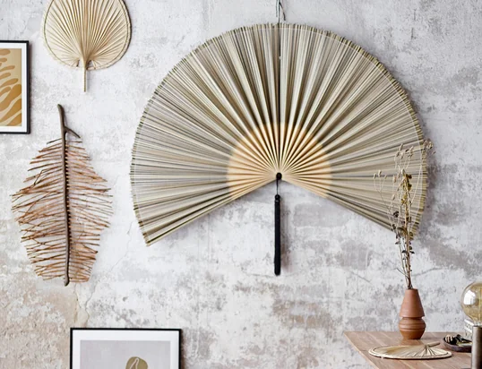 Bloomingville - Jaime wall decoration fan, 145 x 72 cm, bamboo / black