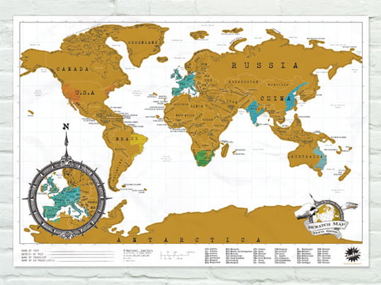 Simply scratch the locations you already visited. This way you can easily get an overview of your travel history and show them to your relatives and friends.