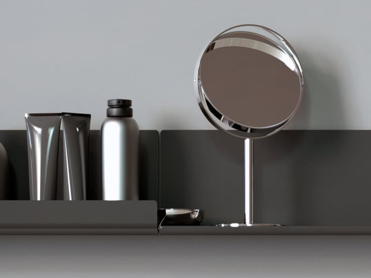 The Nova2 Cosmetic mirror with 5x magnification 1943 from Frost - a masterpiece of Scandinavian design. This mirror was created by renowned designer Bønnelycke mdd and adds elegance and functionality to the bathroom, bedroom or dressing room.