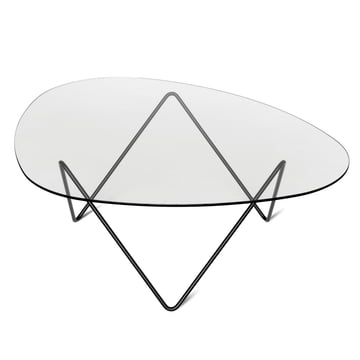 Pedrera Coffee table from Gubi in steel black and glass clear