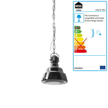 Diesel Living - Glas Pendant Light, piccola in chrome