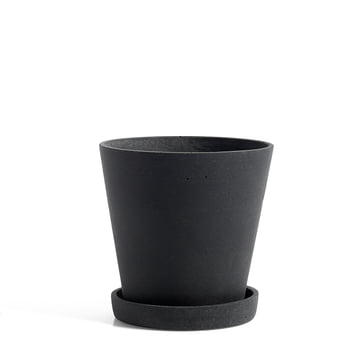 The Hay - flower pot with saucer in M, black
