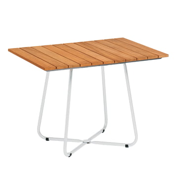 Balcony Folding Table by Weishäupl in white stainless steel / teak