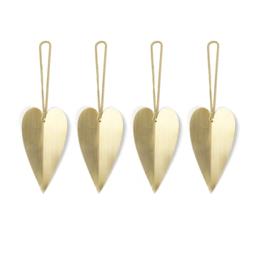 ferm Living - Brass Ornaments, heart (set of 4) 