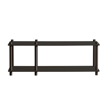 Elevate shelving system, System 1 by Woud in oak black lacquered