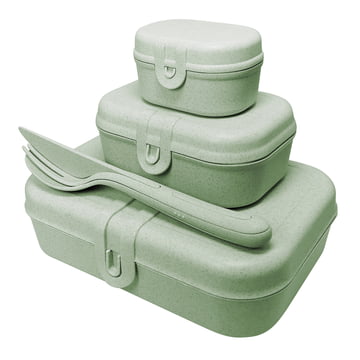 Koziol - Pascal Ready Lunchbox Set with Klikk Cutlery, Nature Leaf Green