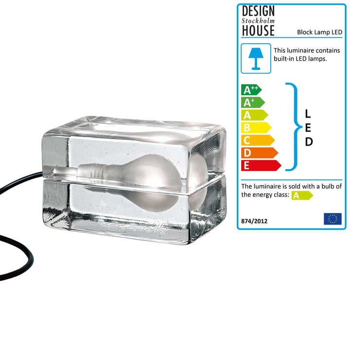 Design House Stockholm - Block Lamp LED in glass / black