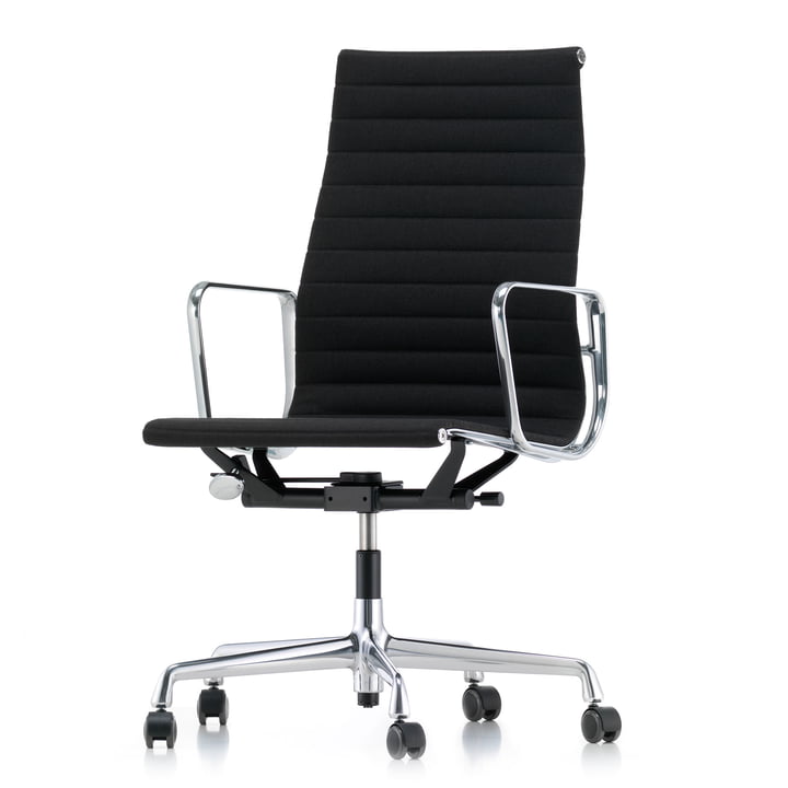 Alu-Chair EA 119 chrome, swivel, armrests, hopsak, black from Vitra