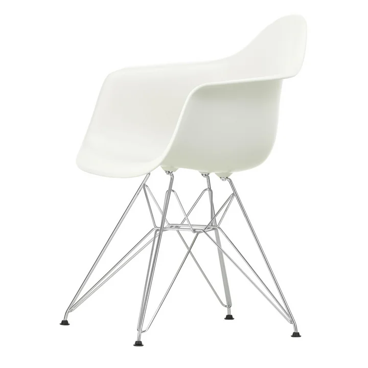 Eames Plastic Armchair DAR from Vitra in chrome / white