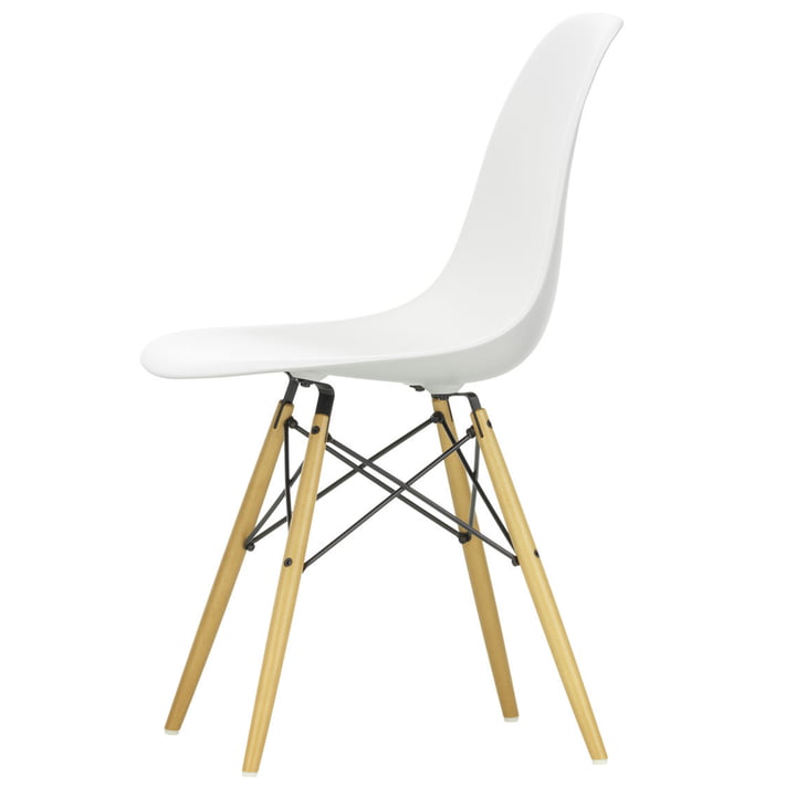 Eames Plastic Side Chair DSW by Vitra in maple yellowish / white