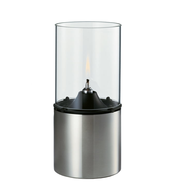 The oil lamp from Stelton made of glass and stainless steel
