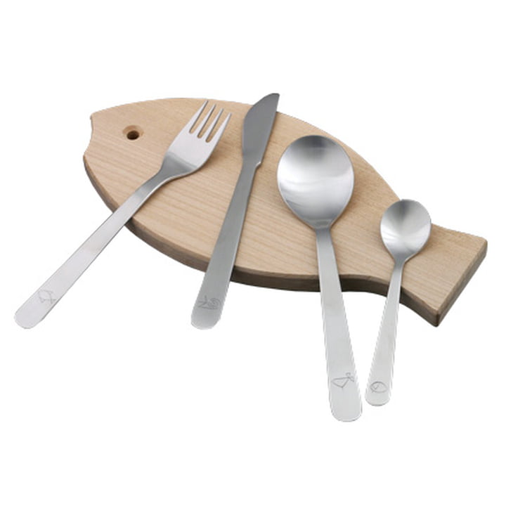 mono, 4 pcs. children's cutlery "Petit" - with small board