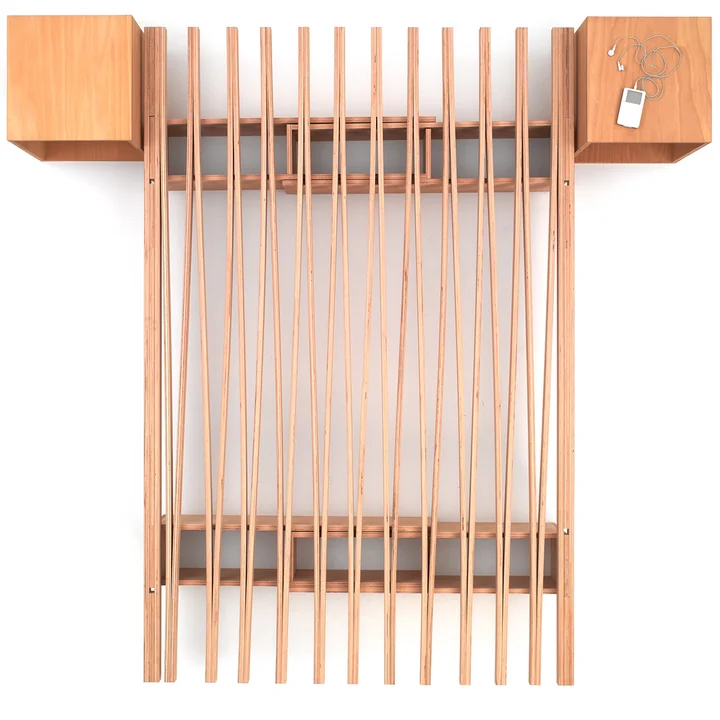 The v bed and two Cube bedside tables from Tojo