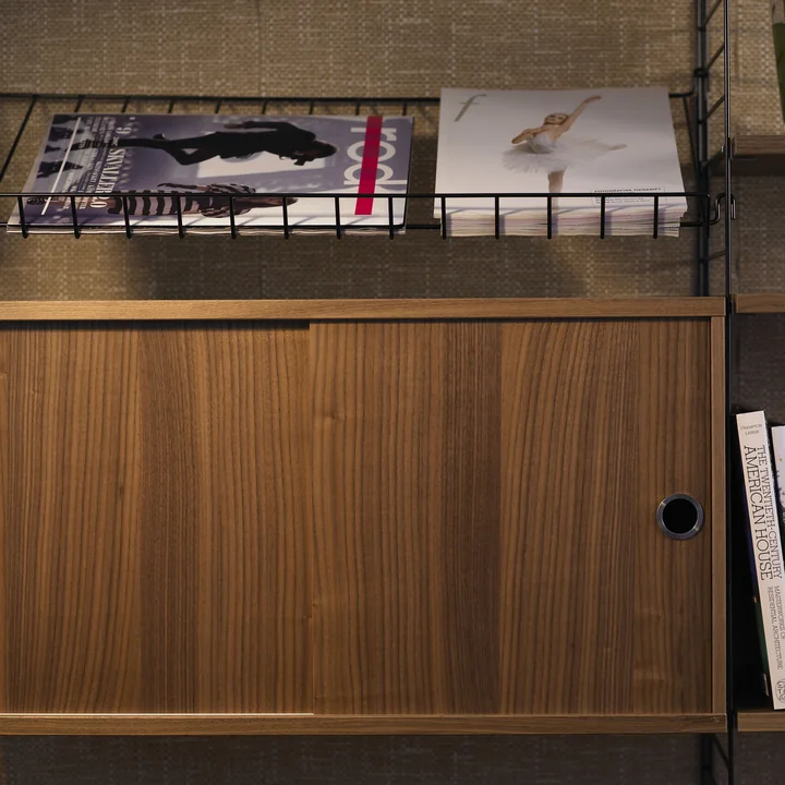 String Shelf System, black / walnut